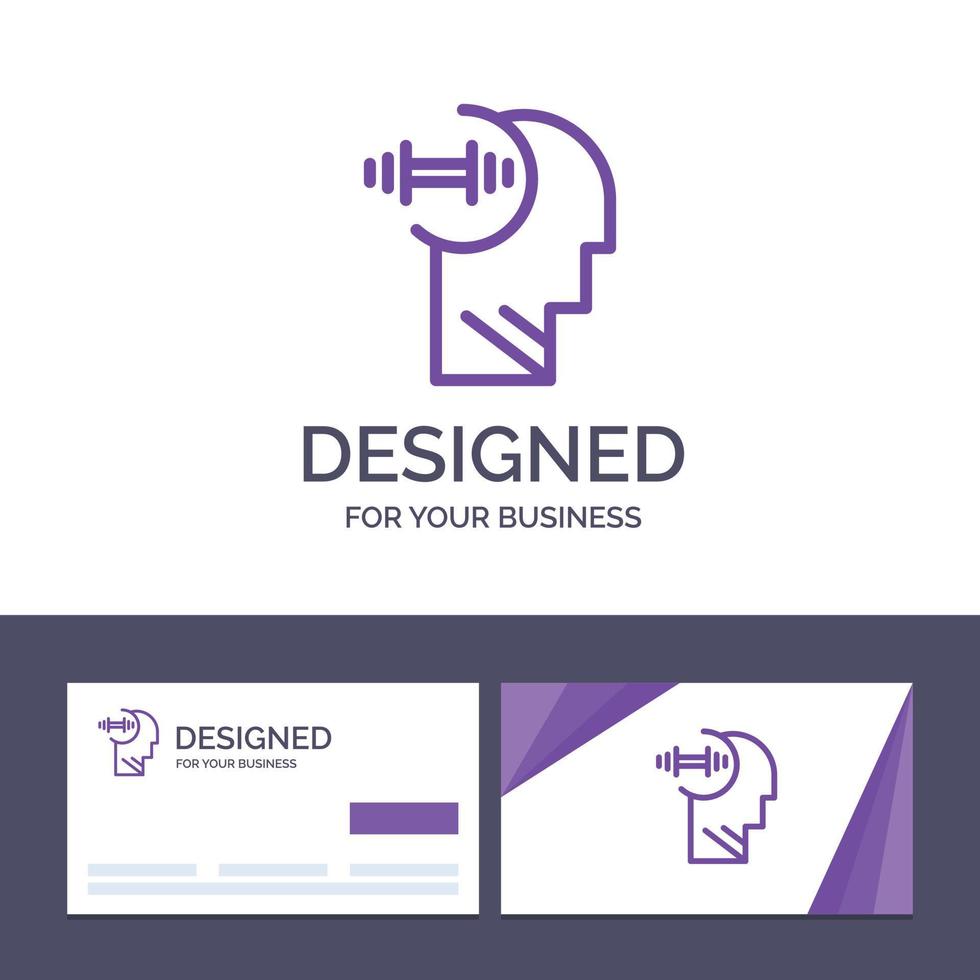 Creative Business Card and Logo template Training Brian Dumbbell Head Vector Illustration
