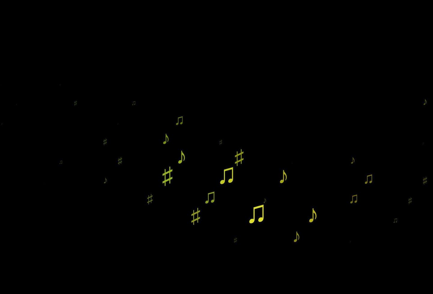 Dark Green, Yellow vector background with music symbols.