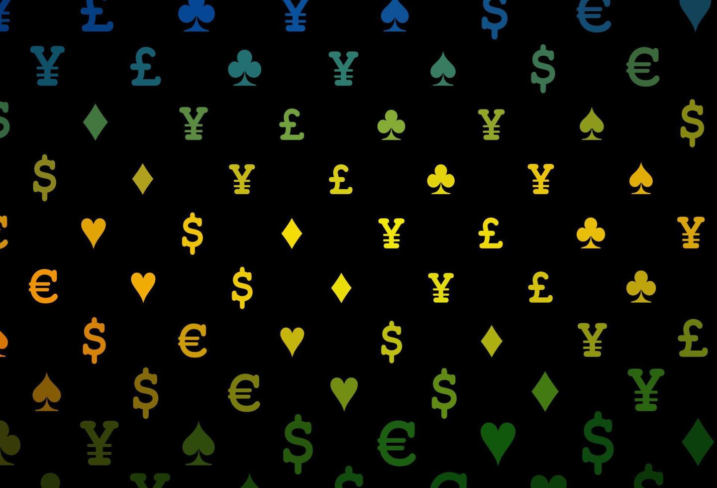 Dark green, yellow vector cover with symbols of gamble.