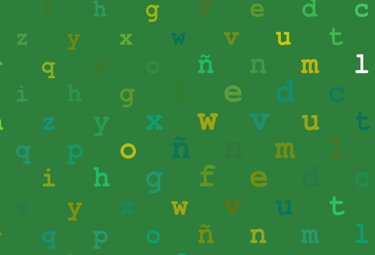 patrón de vector verde claro, amarillo con símbolos abc.