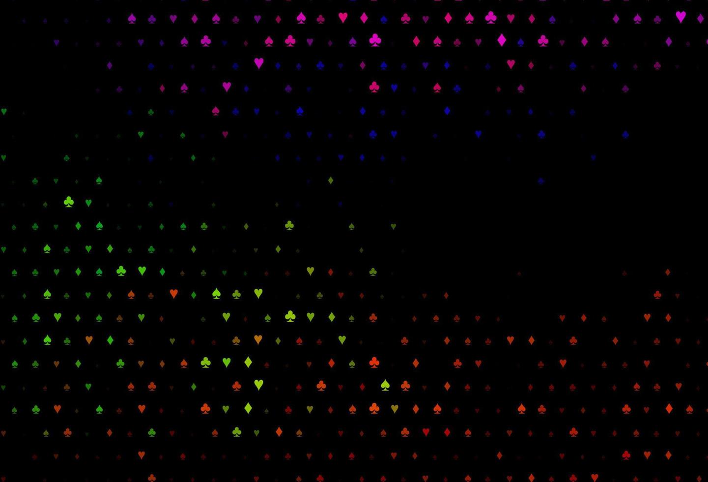 Patrón de vector de arco iris multicolor oscuro con símbolo de tarjetas.
