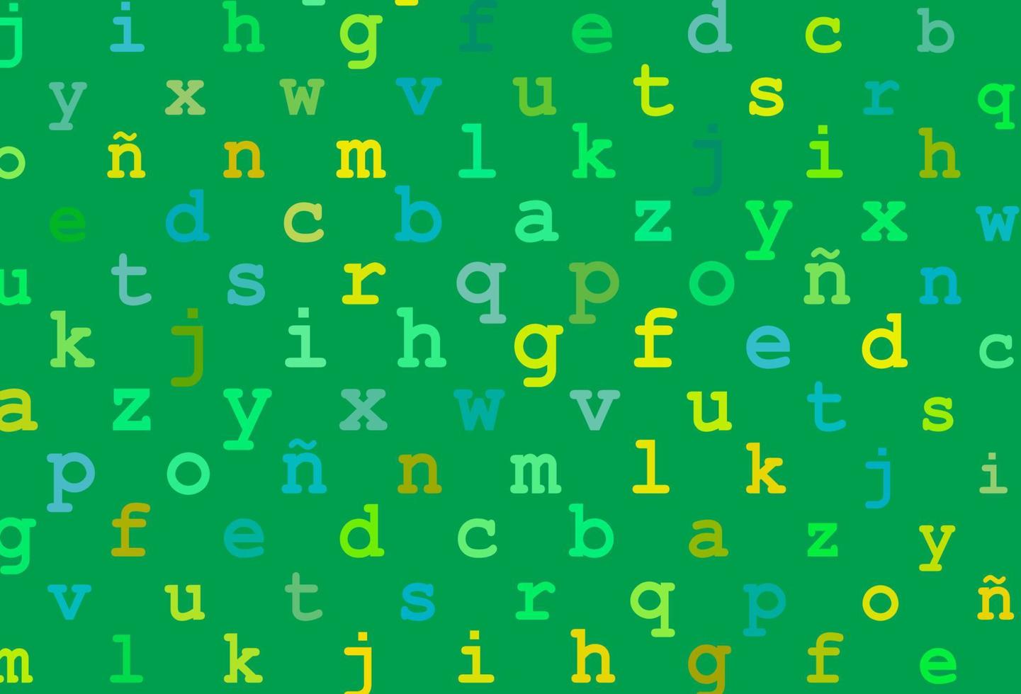 textura de vector verde claro, amarillo con caracteres abc.