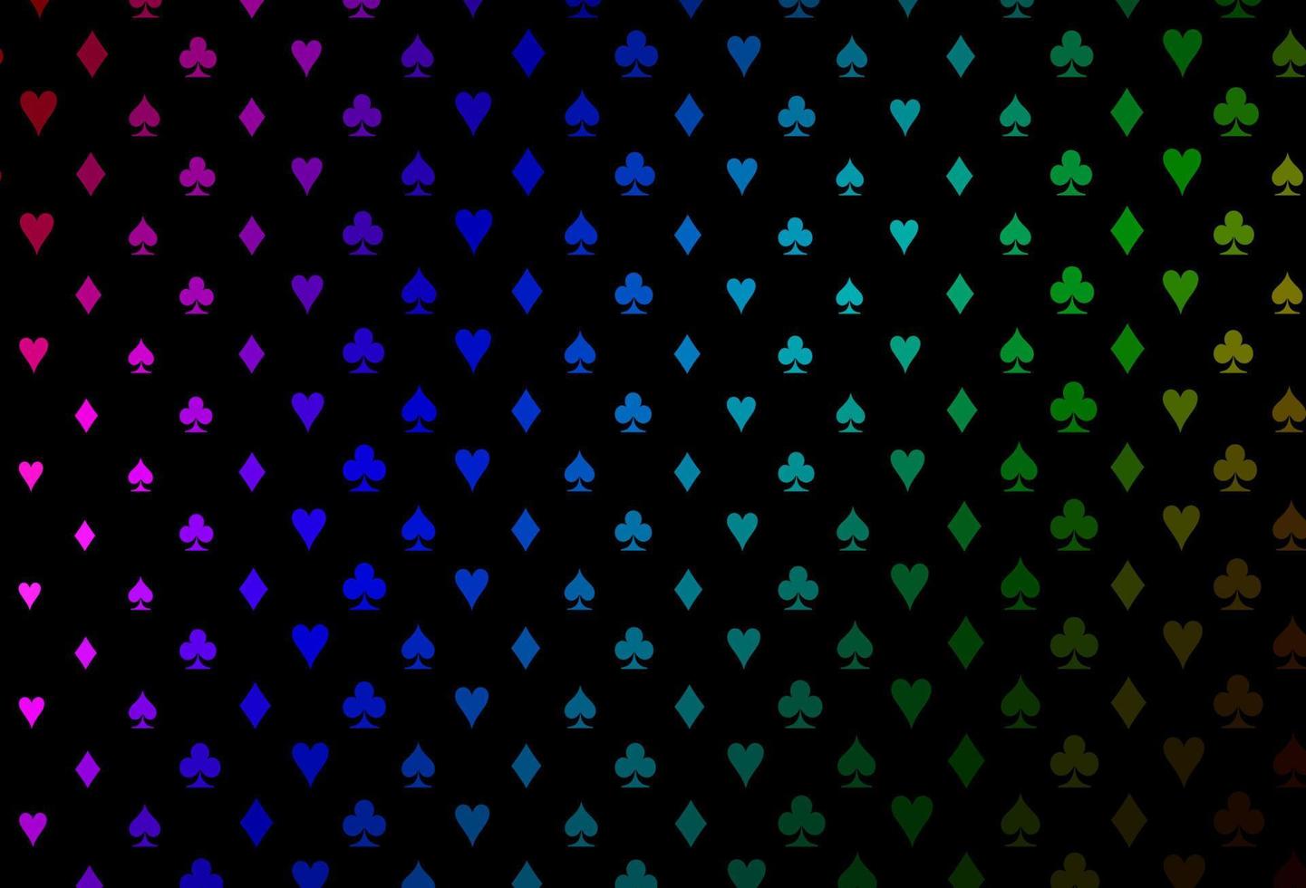 Dark multicolor, rainbow vector template with poker symbols.