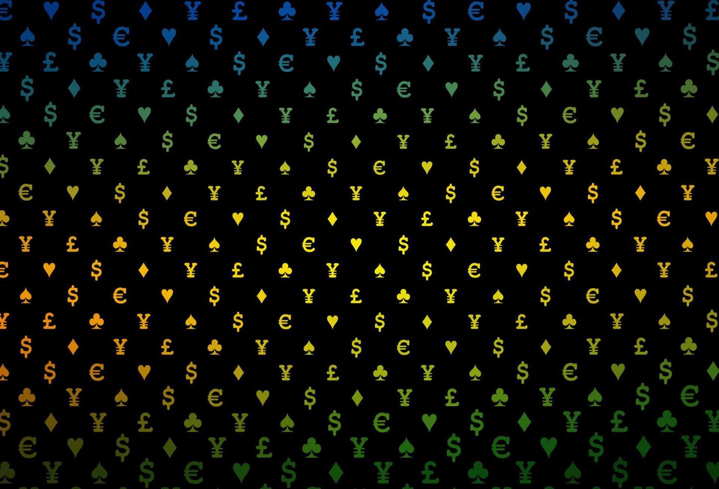 Dark multicolor, rainbow vector pattern with symbol of cards.