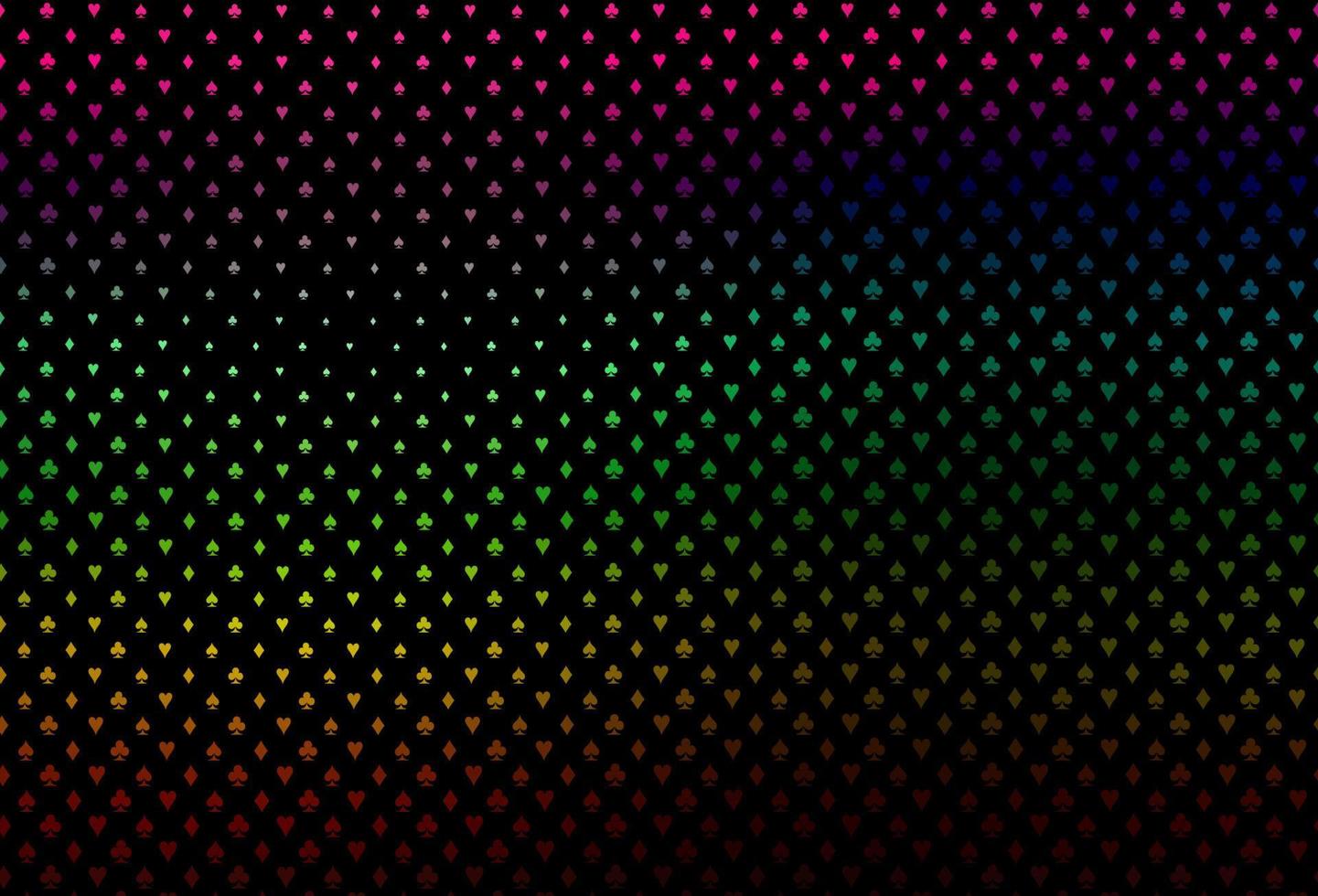 Dark multicolor, rainbow vector pattern with symbol of cards.