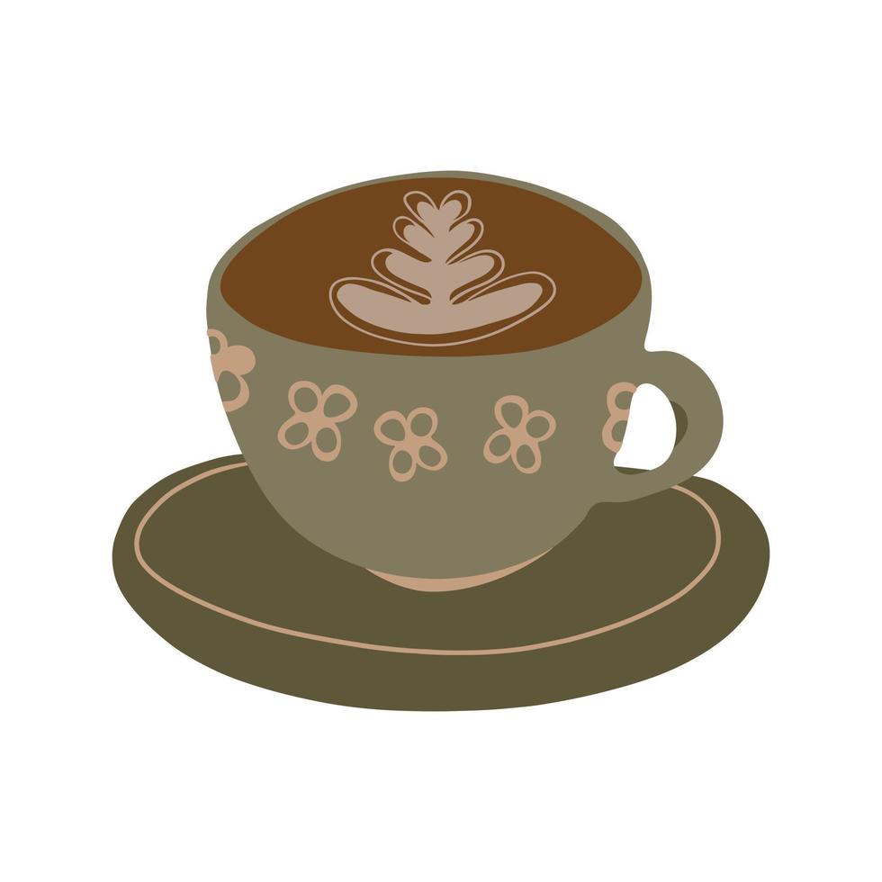 A cup of coffee with a saucer. Vector illustration