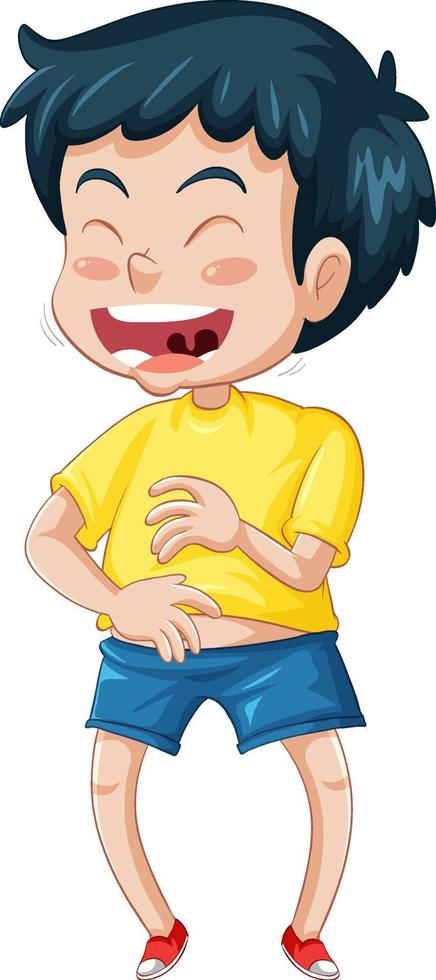 A boy laughing cartoon character vector