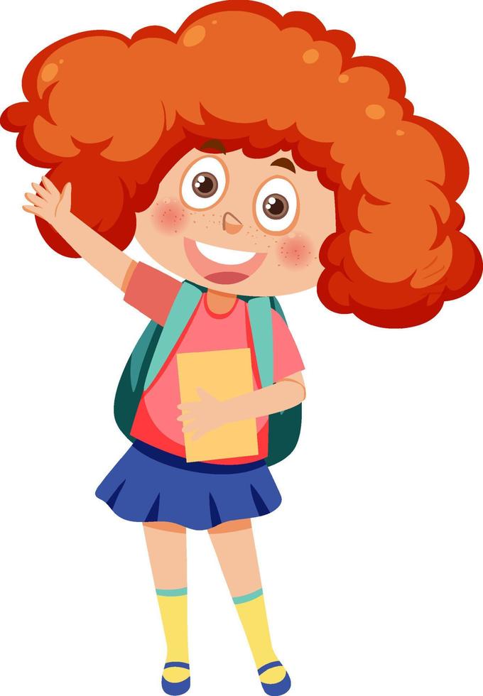 Curly hair girl cartoon character vector
