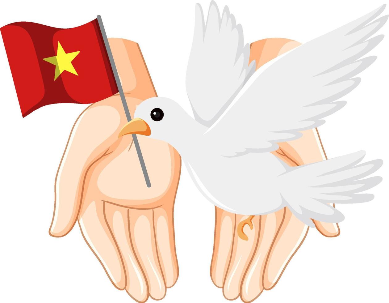 Vietnam flag with white dove vector