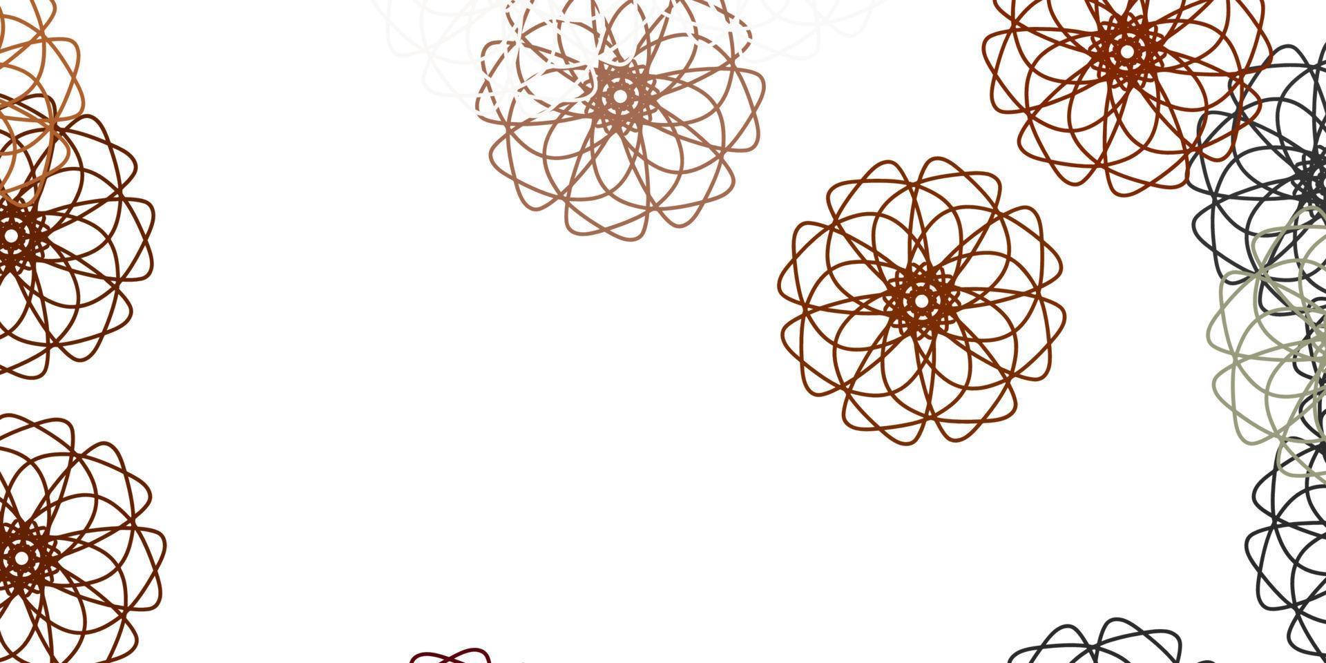 Light yellow vector doodle pattern with flowers.