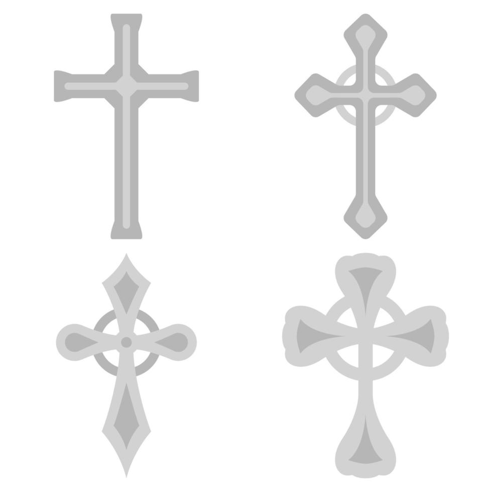 Set of Christian Cross isolated on white background vector