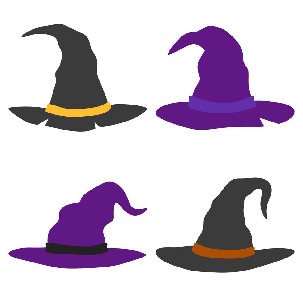 Set of Wizard Hat isolated on white background vector