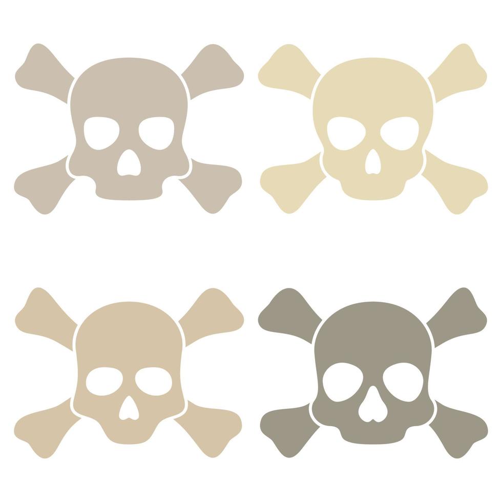 conjunto, de, cráneo y crossbones, aislado, blanco, plano de fondo vector