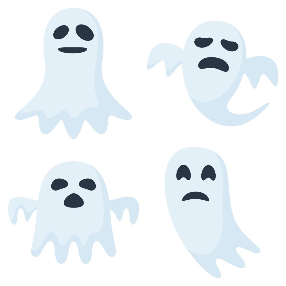 conjunto de fantasma aislado sobre fondo blanco vector