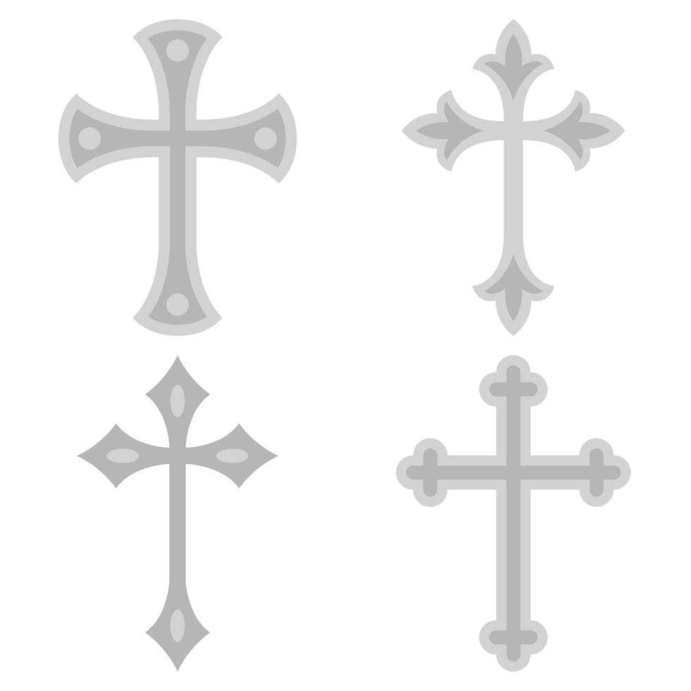 Set of Christian Cross isolated on white background vector