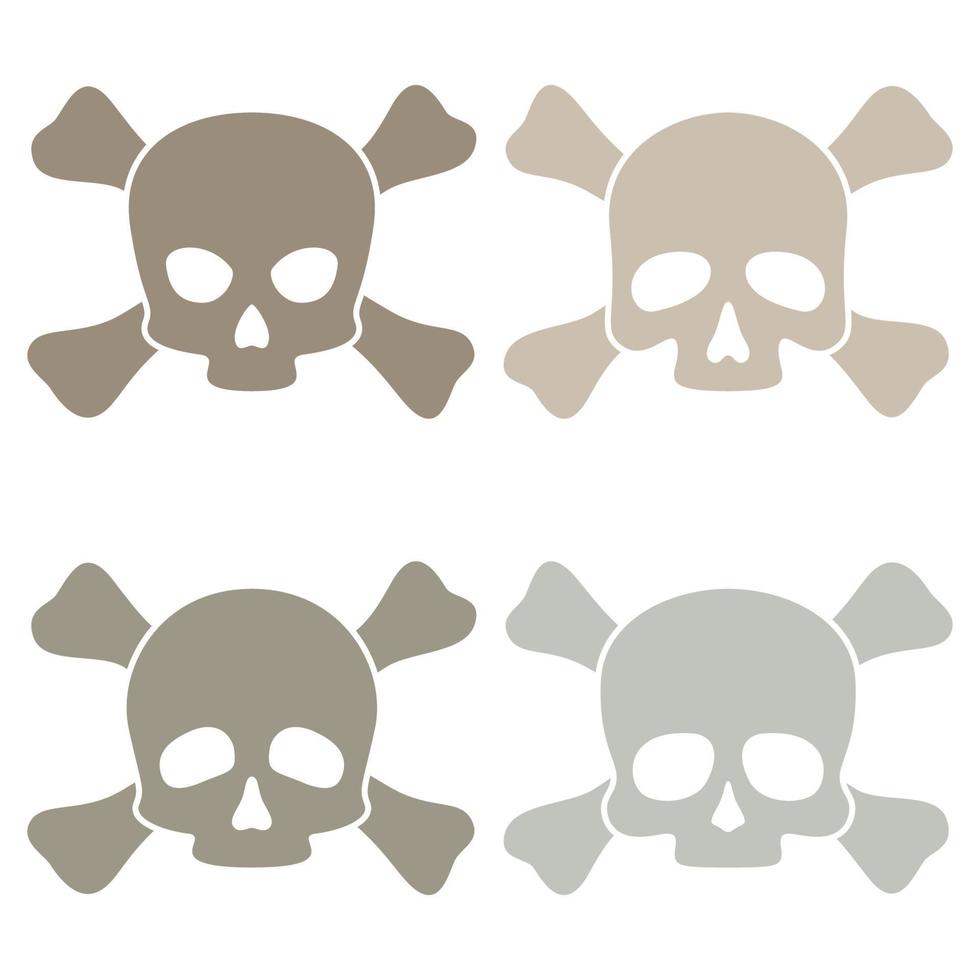 conjunto, de, cráneo y crossbones, aislado, blanco, plano de fondo vector