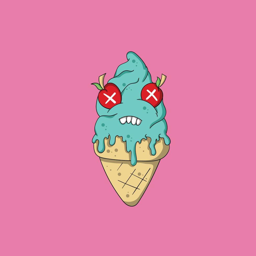 Ice Cream Angry Monster vector