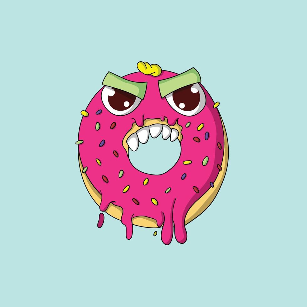 Food Donut Angry Monster vector
