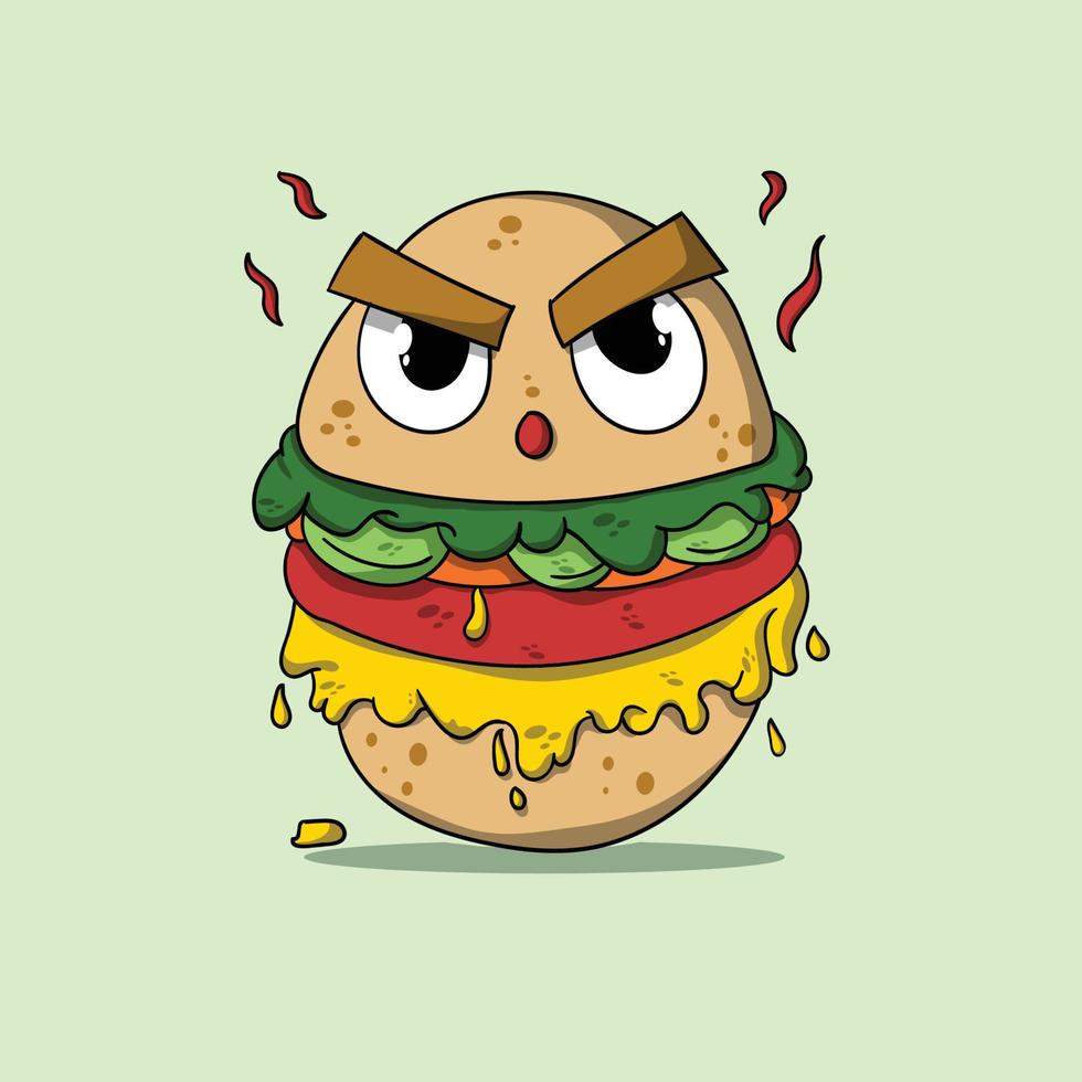 comida hamburguesa enojado monstruo vector