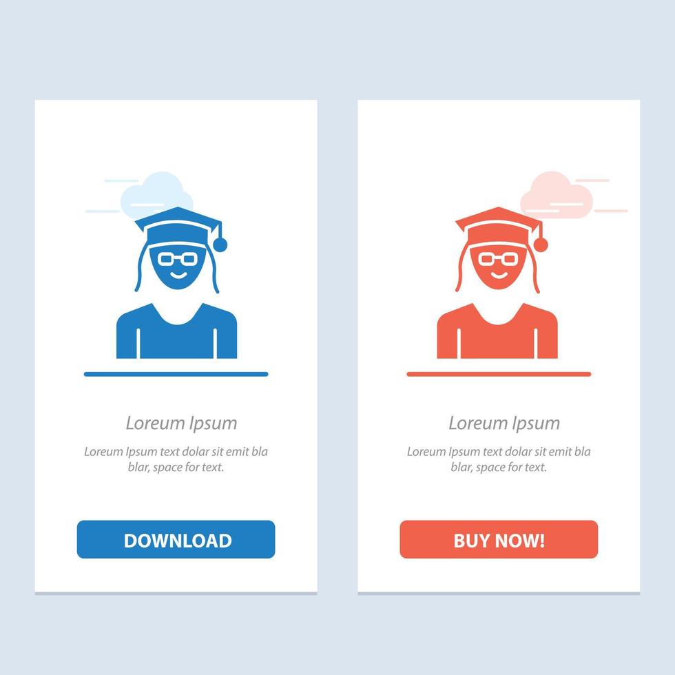 Cap Education Graduation Woman  Blue and Red Download and Buy Now web Widget Card Template vector