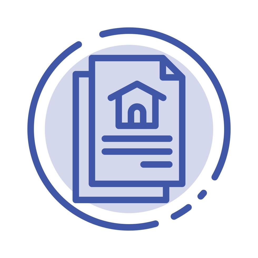 File Document House Blue Dotted Line Line Icon vector