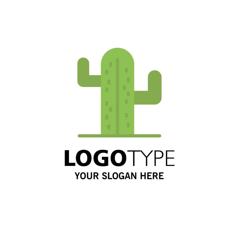 Cactus Usa Plant American Business Logo Template Flat Color vector