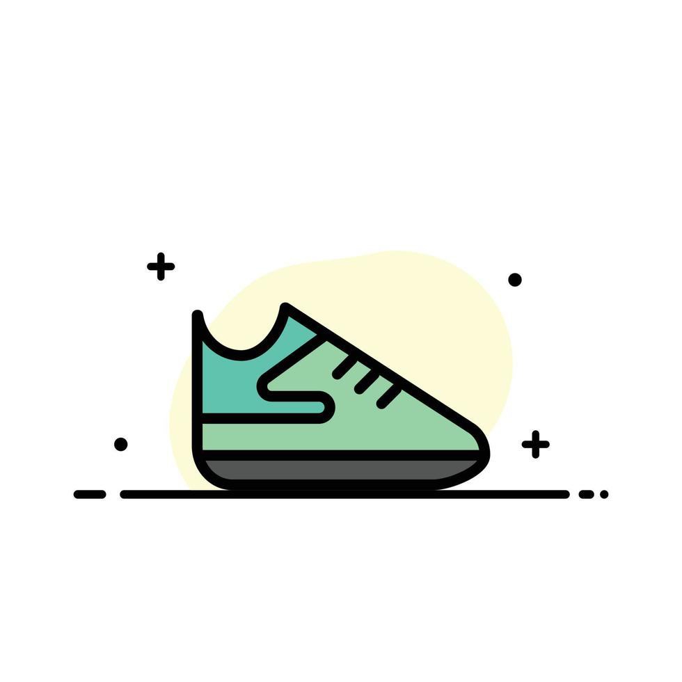 plantilla de banner de vector de icono lleno de línea plana de negocio deportivo de zapatos de ejercicio