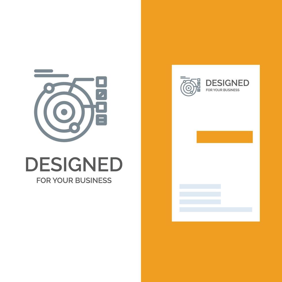 Data Model Orbit Planetary Solar Grey Logo Design and Business Card Template vector