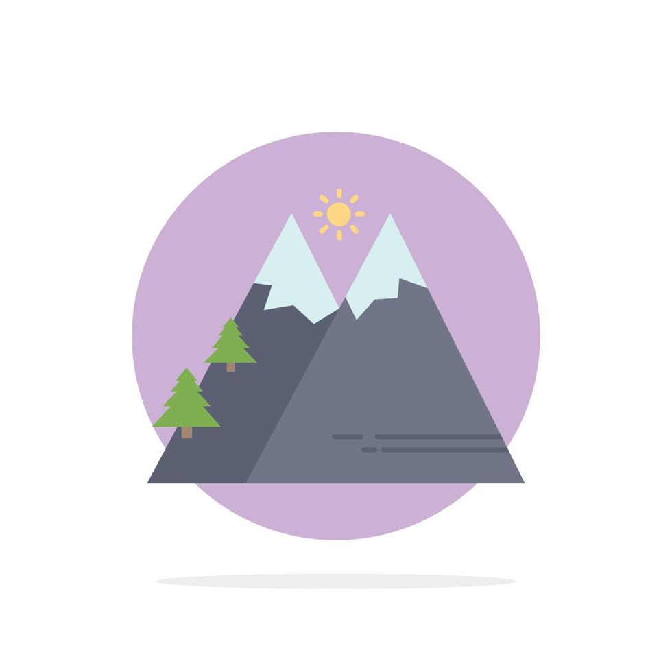 Mountains Nature Outdoor Sun Hiking Flat Color Icon Vector