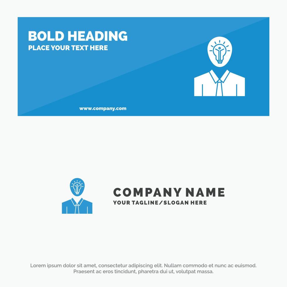 Man Idea Success Light Growth SOlid Icon Website Banner and Business Logo Template vector