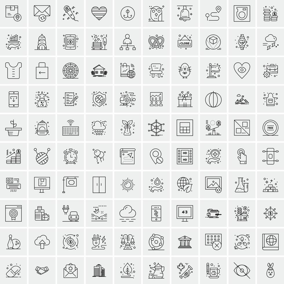 Pack of 100 Universal Line Icons for Mobile and Web vector