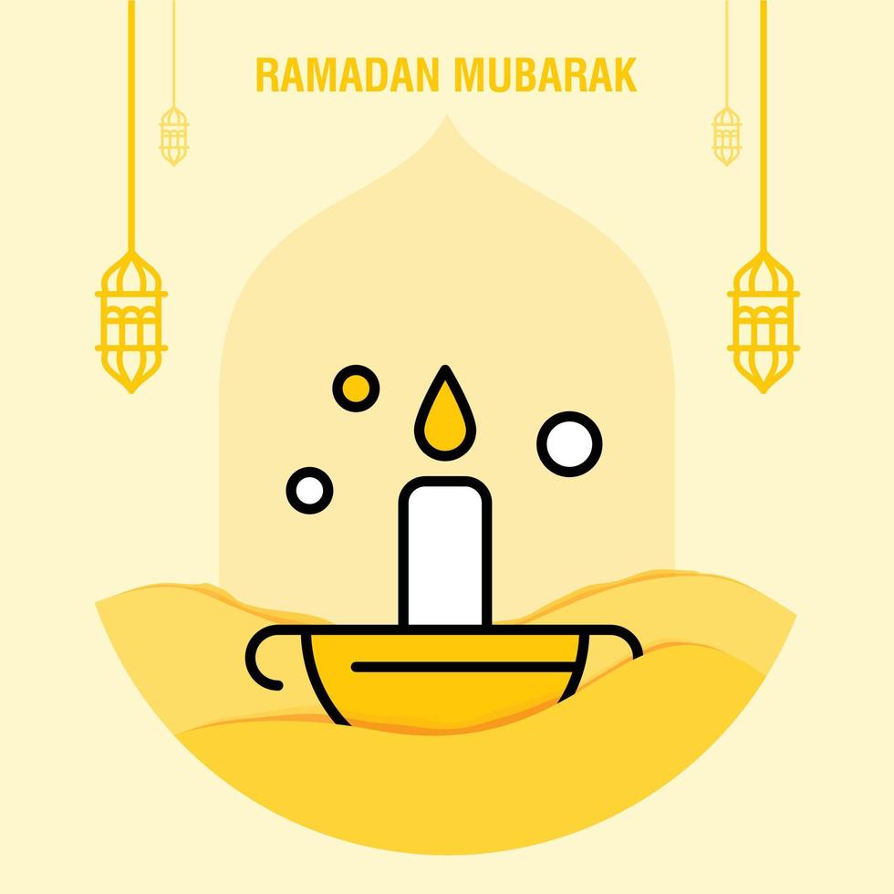 Ramadan Kareem Greeting Template Islamic Crescent And Arabic Lantern