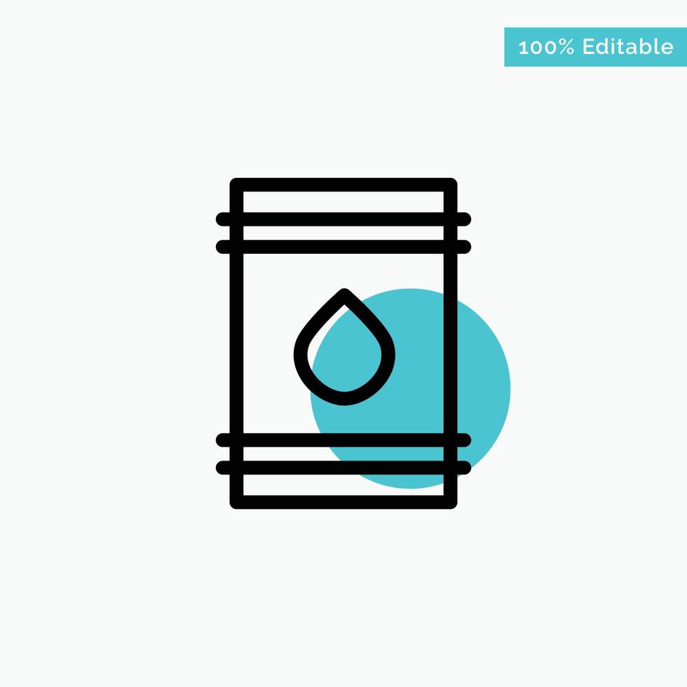 Barrel Oil Fuel flamable Eco turquoise highlight circle point Vector icon