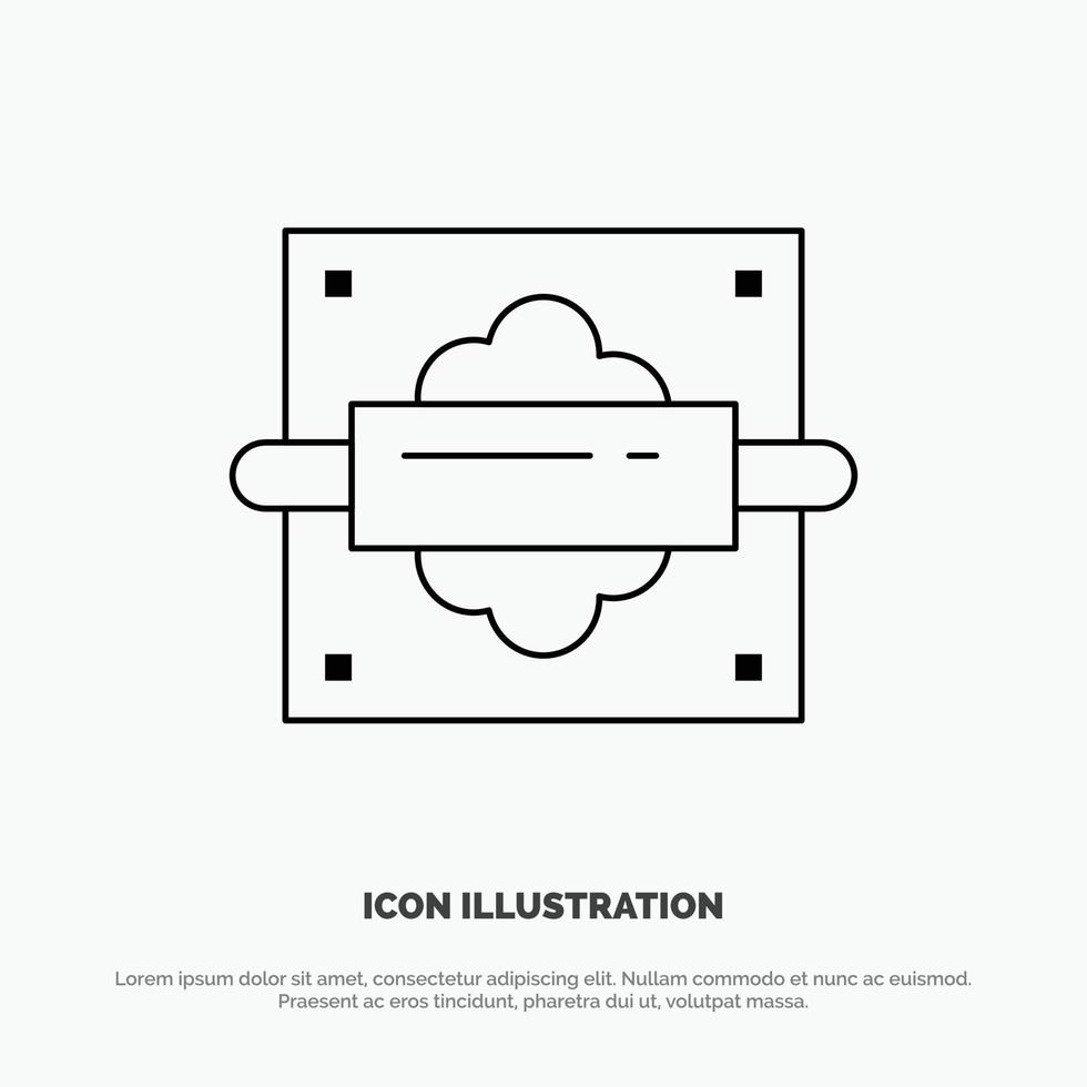 Rolling Pin Bread Kitchen Vector Line Icon