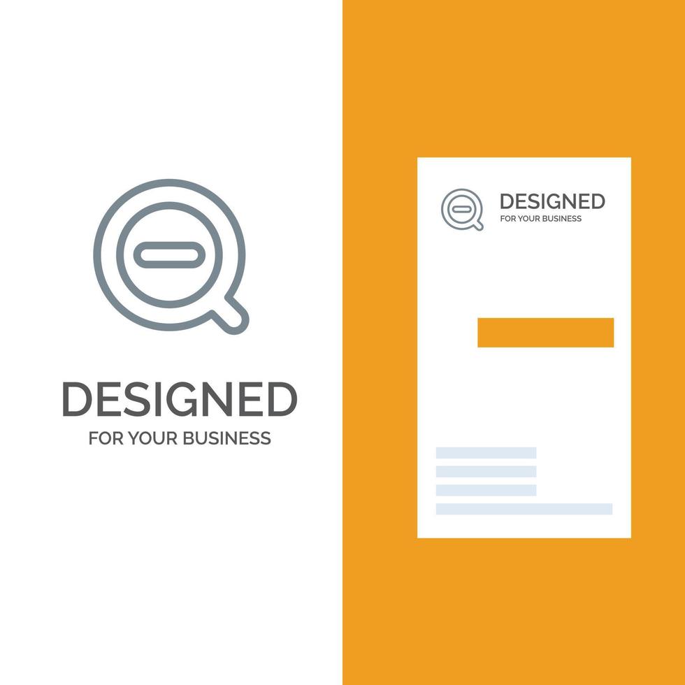 Search Less Remove Delete Grey Logo Design and Business Card Template vector