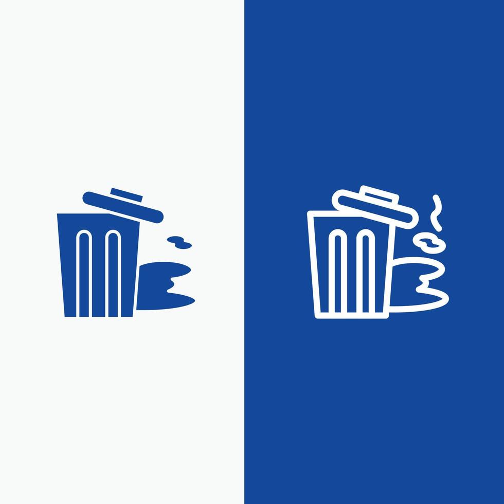 Environment Garbage Pollution Trash Line and Glyph Solid icon Blue banner Line and Glyph Solid icon vector