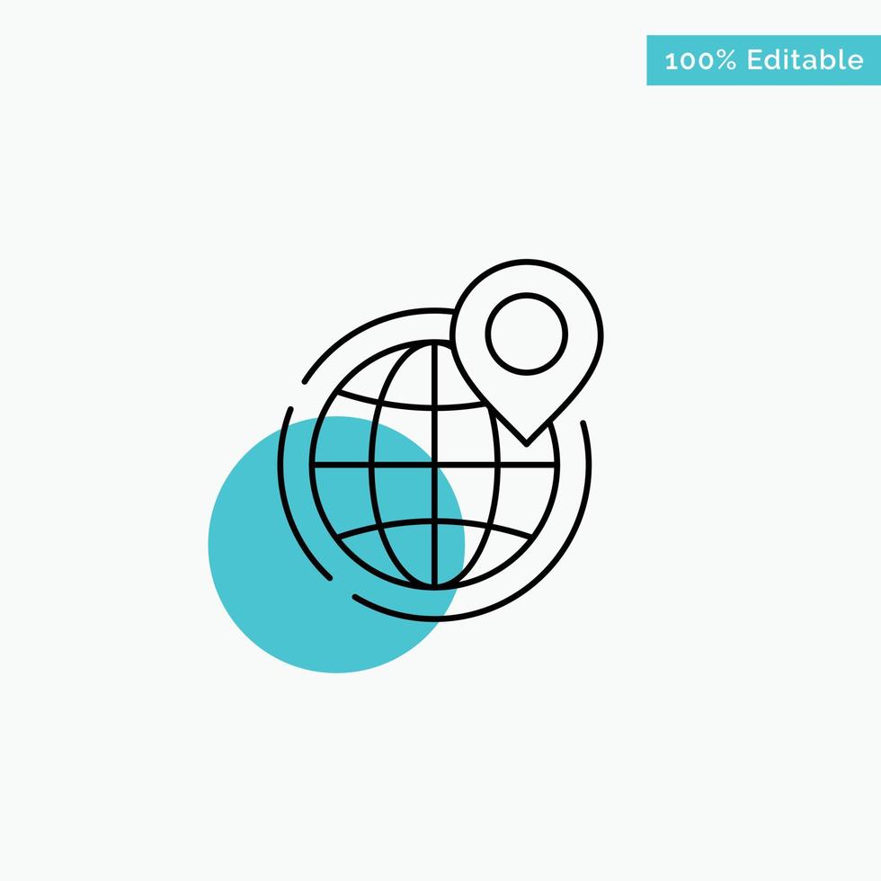 Globe Business Global Office Point World turquoise highlight circle point Vector icon