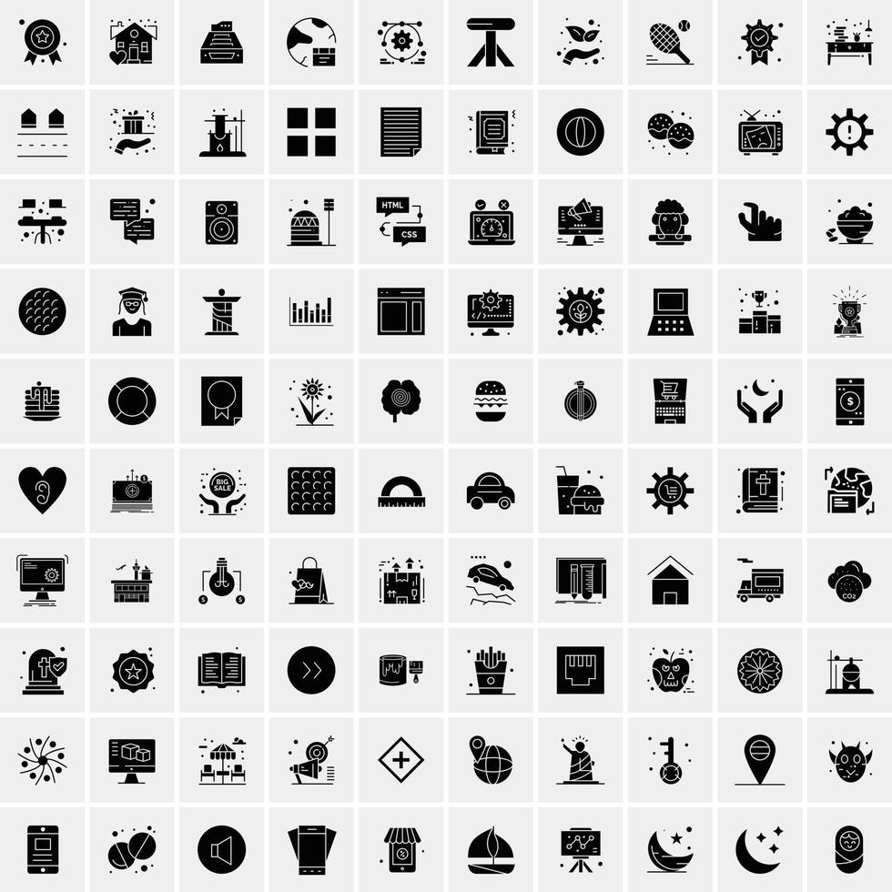 Set of 100 Universal Solid Icons vector