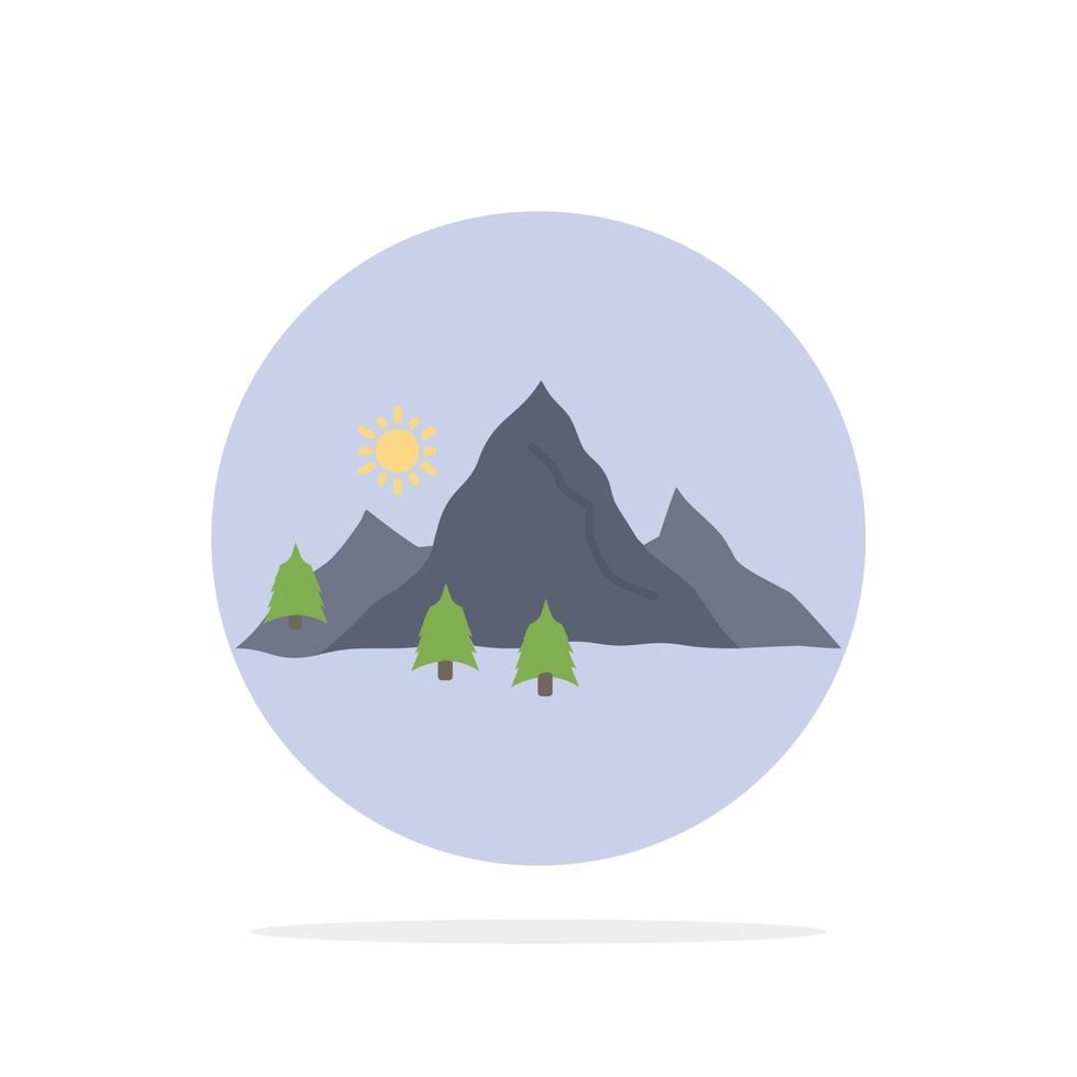 mountain landscape hill nature tree Flat Color Icon Vector