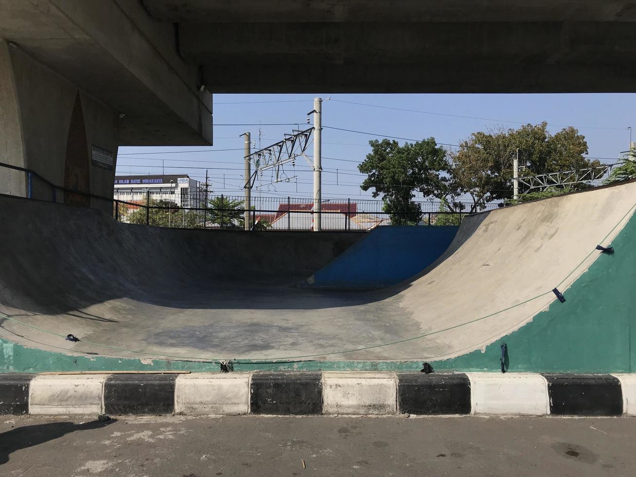 empty skatepark in the city public park photo