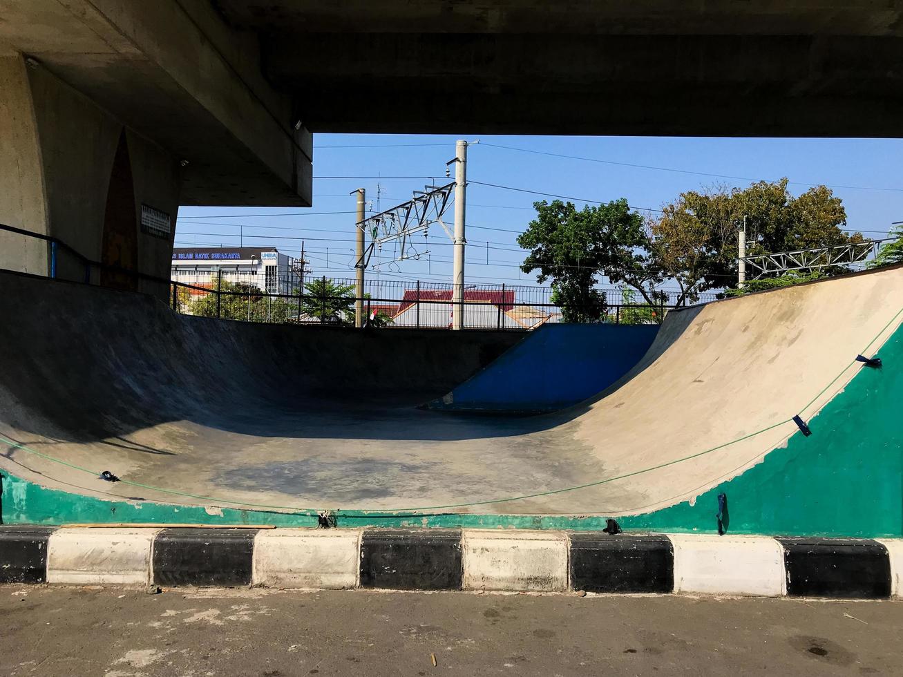 empty skatepark in the city public park photo