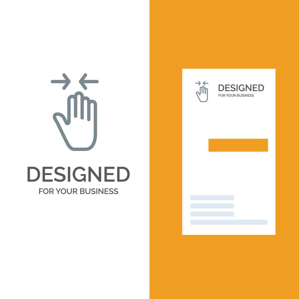 Hand Gesture Pinch Arrow zoom in Grey Logo Design and Business Card Template vector
