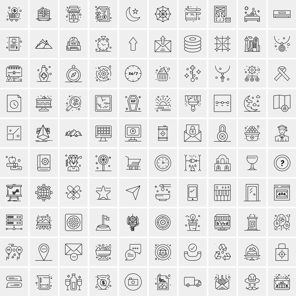 Pack of 100 Universal Line Icons for Mobile and Web vector