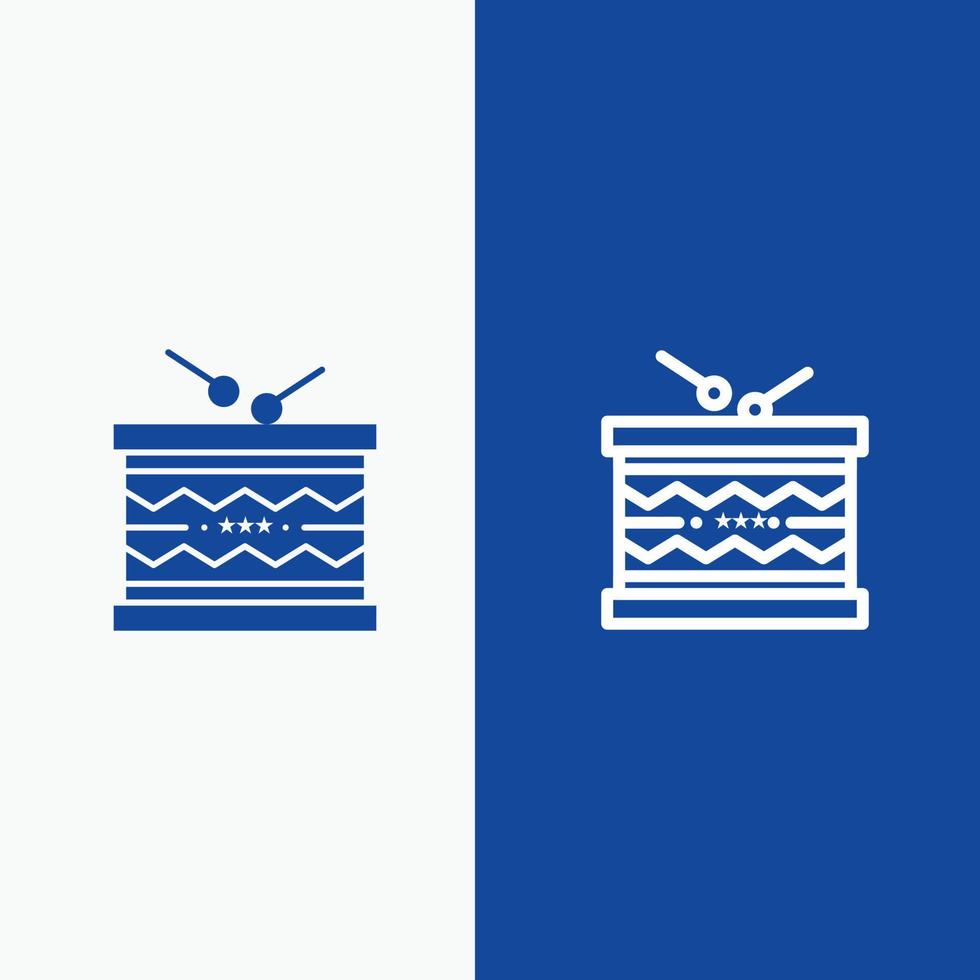 Drum Instrument Irish Parade St Patrick Line and Glyph Solid icon Blue banner Line and Glyph Solid i vector