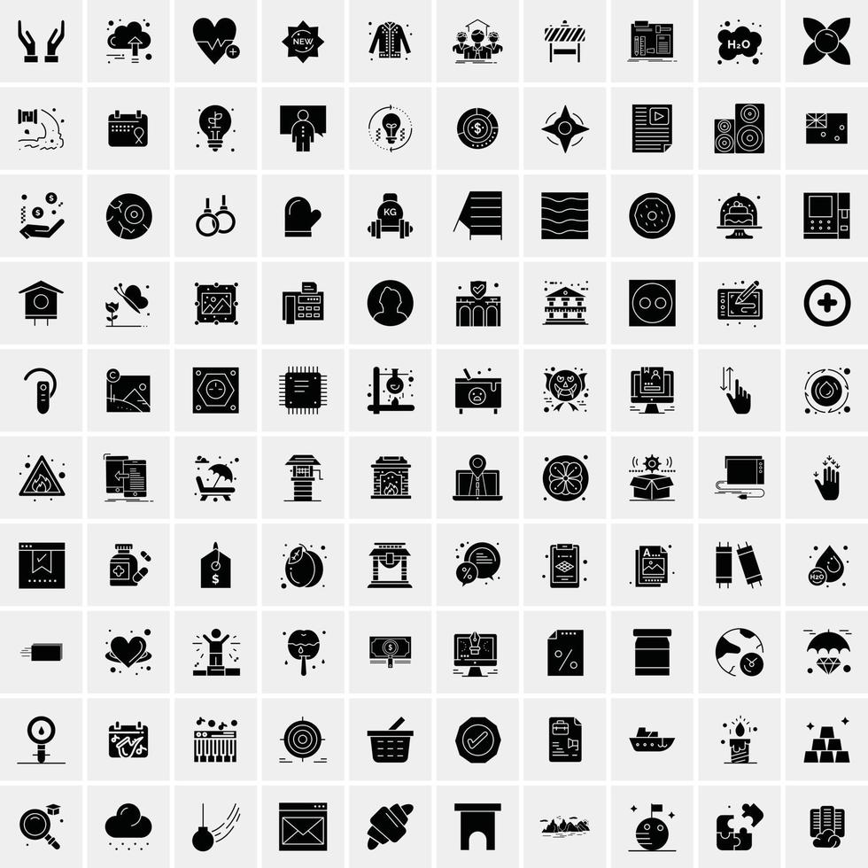 Set of 100 Universal Solid Icons vector