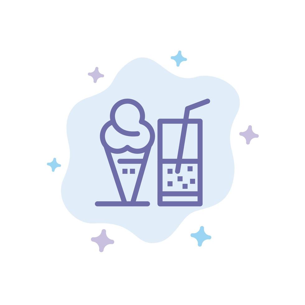 Drink Ice Cream Summer Juice Blue Icon on Abstract Cloud Background vector