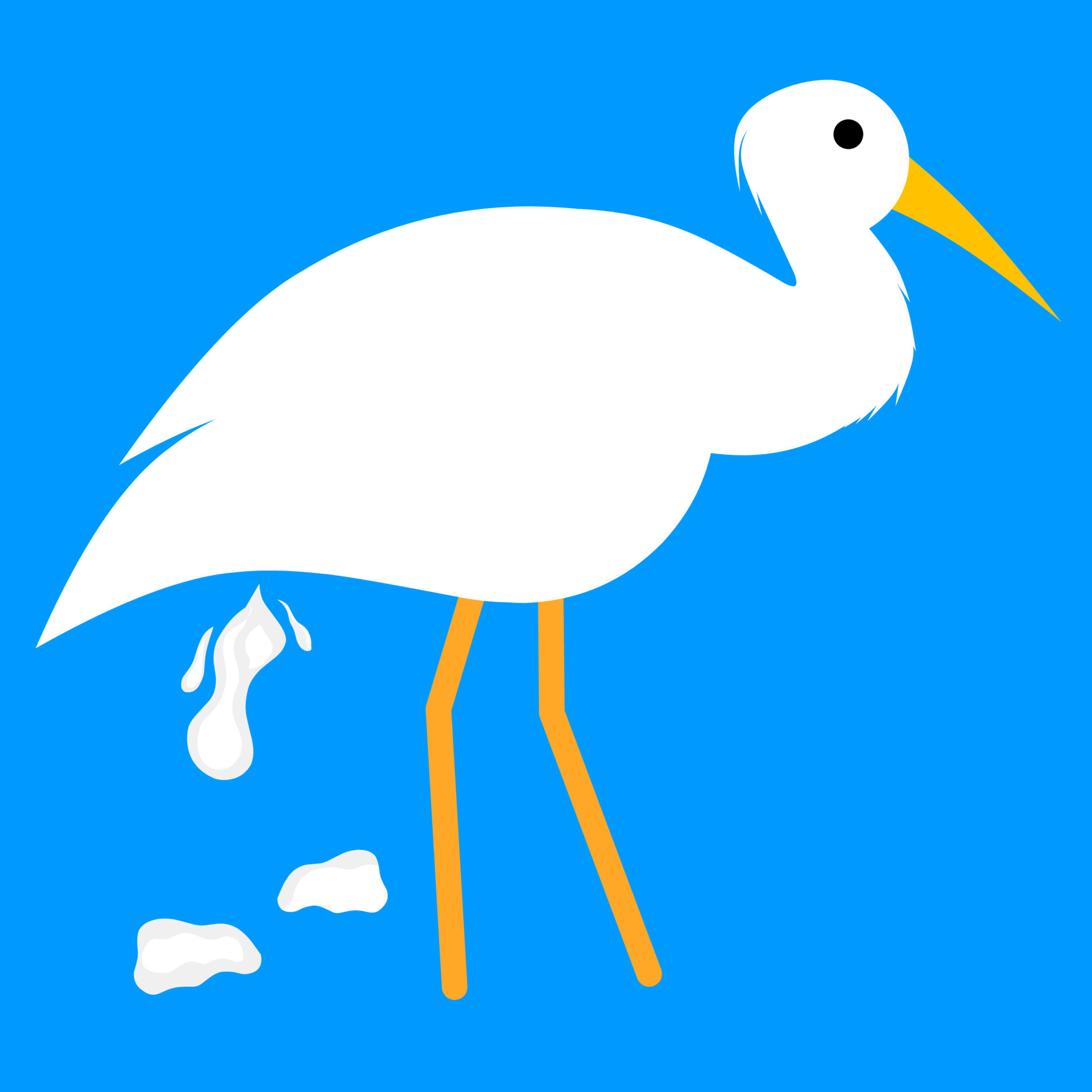 Vector of a white seagull pooping. Great for bird hygiene logo on blue