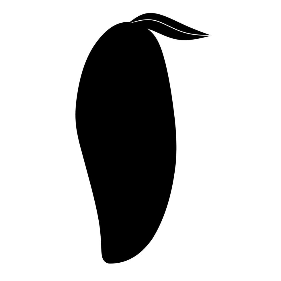 Vector illustration of mango fruit icon. Black silhouette of a mango on a white background. Great for fresh fruit logos.