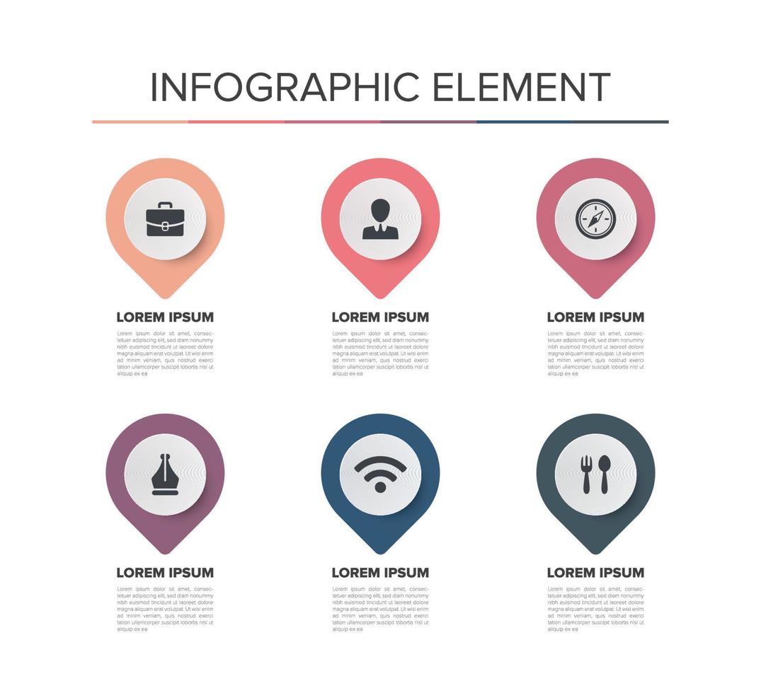 elemento infográfico diseño presentación elegante color plano vector