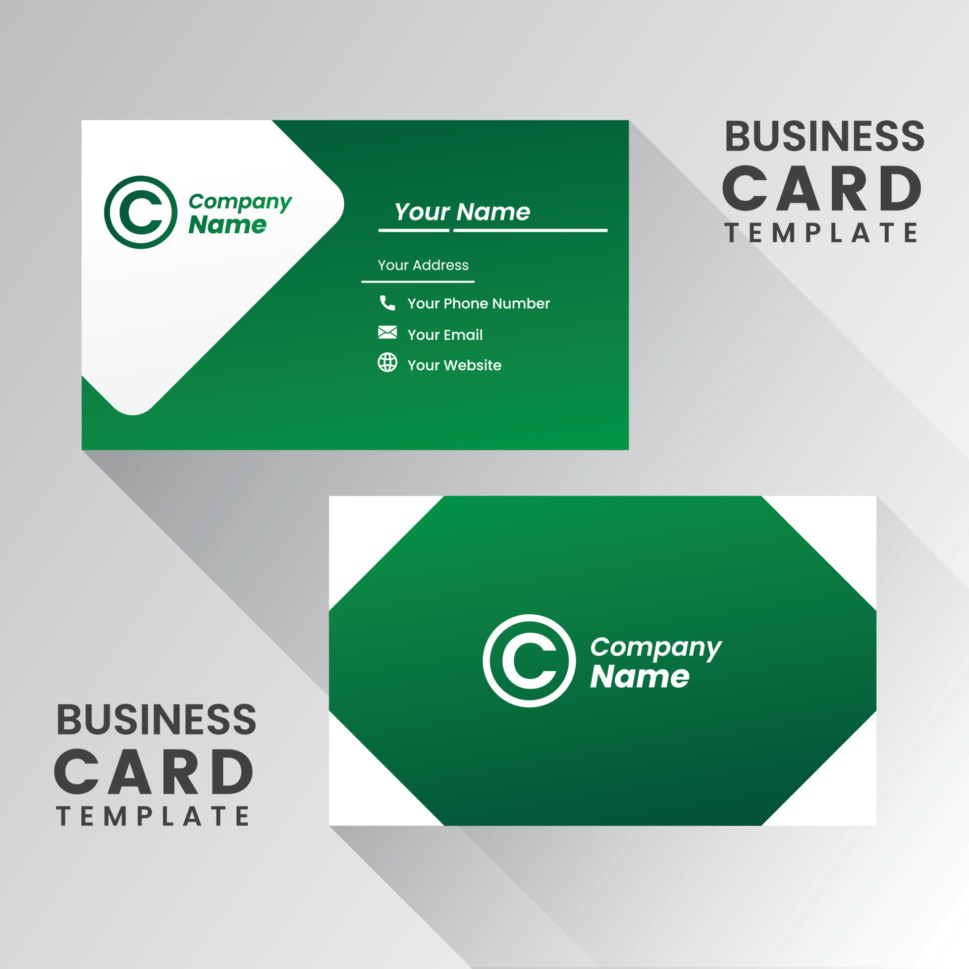 Green Business card design set template for company corporate style